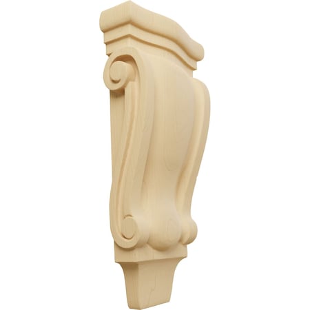 Ekena Millwork 4 3/4"W x 1 3/4"D x 10"H Small Traditional Pilaster Wood Corbel, Alder CORW05X02X10PTAL